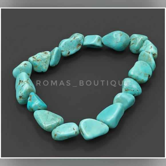 Artisan Jewelry - Turquoise nugget beaded stretch bracelet